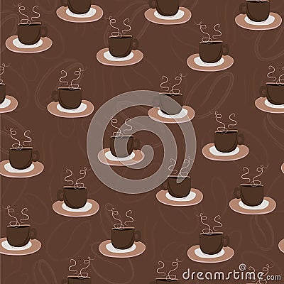 simple pattern with coffee cups in brown color, aromatic coffee pattern Stock Photo