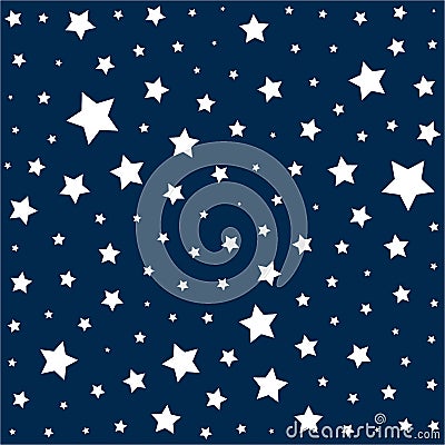 Simple pattern with deep blue stars on a white background Vector Illustration