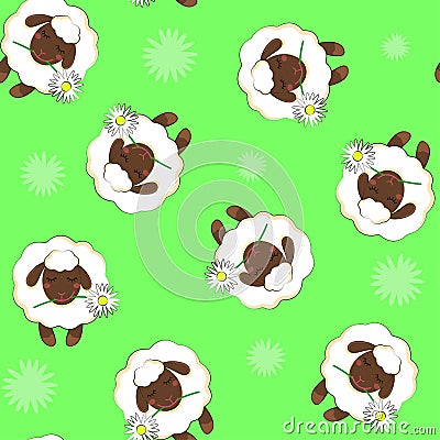 Simple pattern with the image of a sheep. Seamless background. vector Isolated background Stock Photo