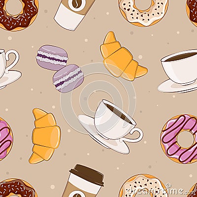 A simple pattern. Seamless background with the image of breakfast. Vector illustration. Cartoon Illustration