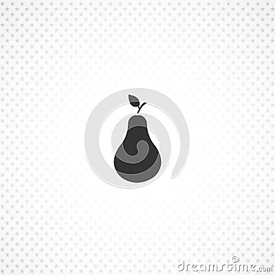Simple pear isolated solid icon on white background Vector Illustration