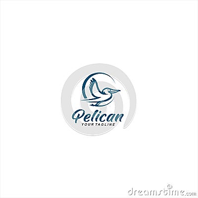 Simple pelican logo template design Vector Illustration