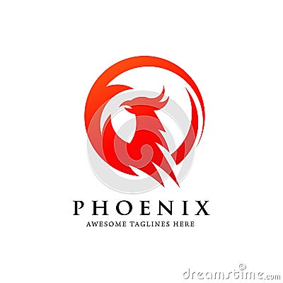 Simple phoenix bird circle logo Vector Illustration