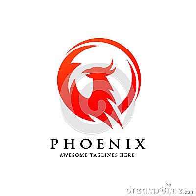 Simple phoenix bird circle logo Vector Illustration