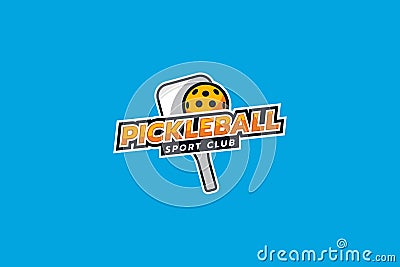 Simple pickleball club logo which looks attractive and dynamic Vector Illustration