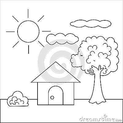 simple pictures of houses and trees Vector Illustration
