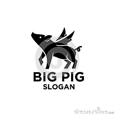Simple pig logo black outline line set silhouette logo icon designs vector for logo icon stamp Stock Photo