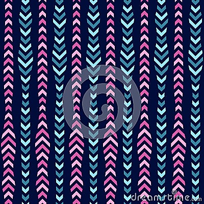 Simple Pink Blue Arrow Vertical Line Seamless Pattern Design | Arr Series Vector Illustration