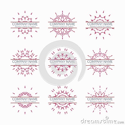 Simple pink geometric abstract symmetric shapes Vector Illustration