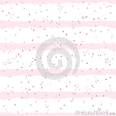 Simple pink on white striped background with red speckles Vector Illustration