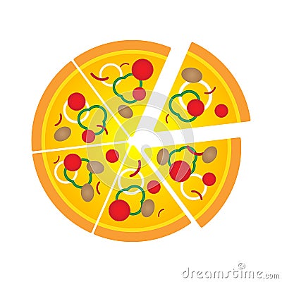 Simple pizza cartoon vector illustration design. Vector Illustration