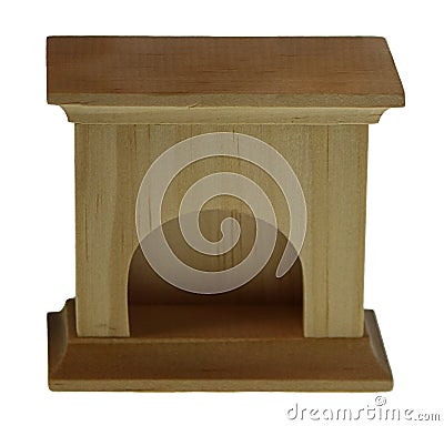 Plain Wooden Fireplace the living room Stock Photo