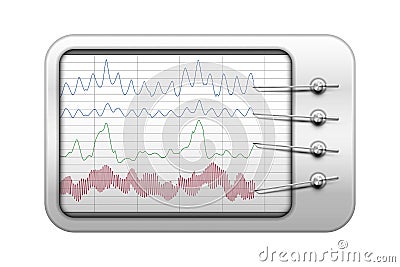 Simple polygraph vector illustration in realistic style, lie detector test with recorders and data graphs Vector Illustration