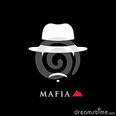 Simple portrait of Italian mafioso in hat. Vector Illustration