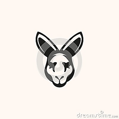 Simple portrait kangaroo head logo and icon design Vector Illustration
