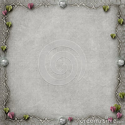 Simple pretty fairytale frame grey background Stock Photo