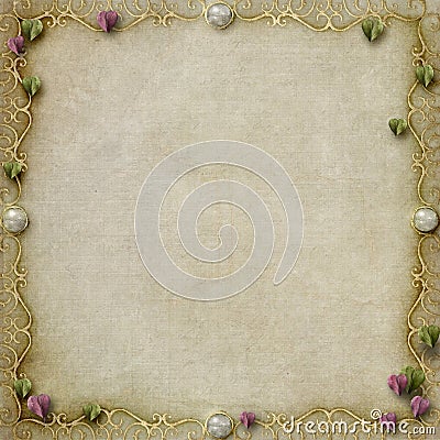 Simple pretty fairytale frame sepia background Stock Photo