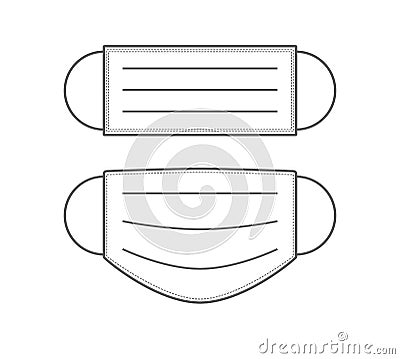 Simple protective medical face mask icon Cartoon Illustration