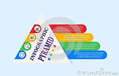 Simple pyramid infographic with a 4 elements template that is a four-step process or concept using a pyramid structure. the Vector Illustration