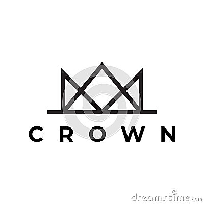 Queen king prince crown line logo design Vector Illustration