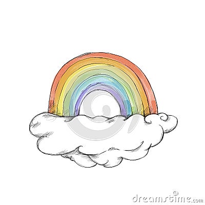 Simple rainbow on cloud Stock Photo