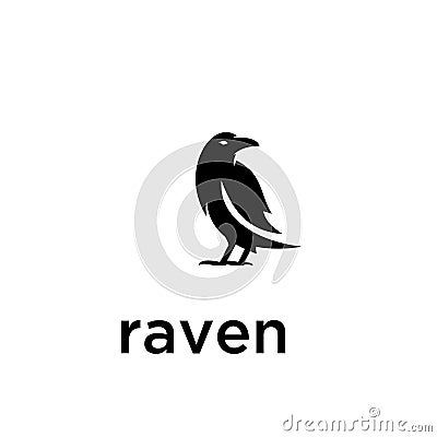 Simple raven logo black outline line set silhouette logo icon designs vector for logo icon stamp Vector Illustration