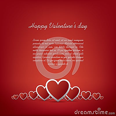 Simple realistic valentine's day hearts card Vector Illustration