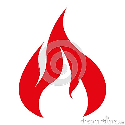 Simple red flame or fire icon illustration Vector Illustration