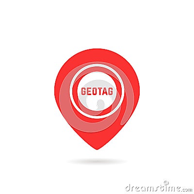 Simple red geotag logo or map pin icon Vector Illustration