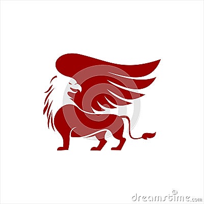 Simple red griffin vector winged animal Vector Illustration