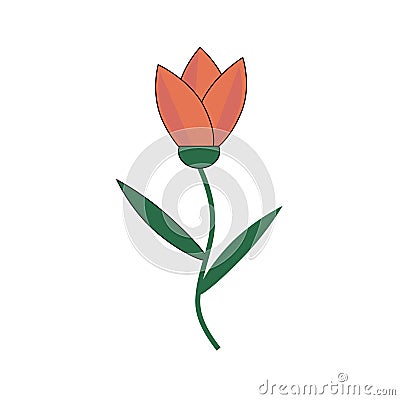 Simple red tulip on stalk Vector Illustration
