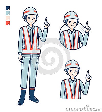 Simple reflection vest man_pointing-hand-sign Vector Illustration