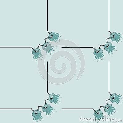 Monochrome Pastel Green Flowers In Black Squares Simple Design Repeat Pattern Stock Photo