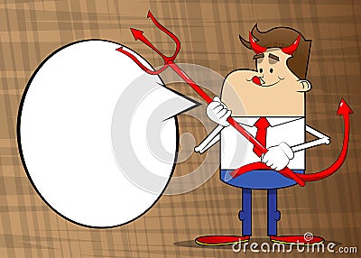 Businessman devil with pitchfork. Professional finance employee. Vector Illustration