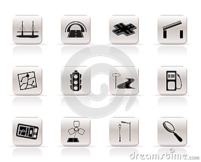 Simple Road, navigation and travel icons - vector Vector Illustration