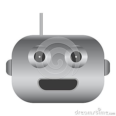 Simple robot head with gray gradient isolated on white. Vector Illustration