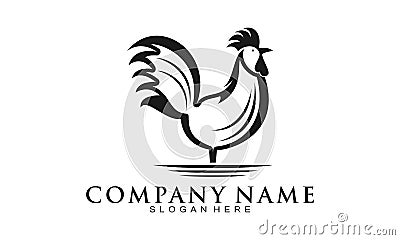 Simple rooster illustration vector logo Vector Illustration