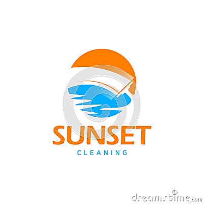 Simple round orange icon illustration for windows cleaning service Vector Illustration