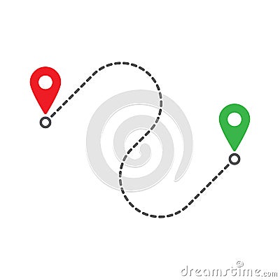 Simple route. Route location icon isolated on white background Vector Illustration