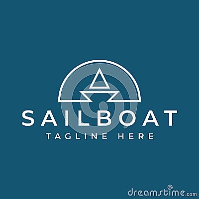 Simple sail boat logo design Vector Illustration