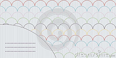 Simple sashiko ornament with copy space for text. Vector Illustration