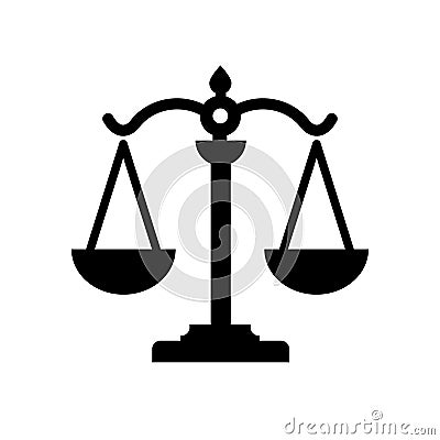 Simple Scale of Justice black color Symbol Vector Illustration