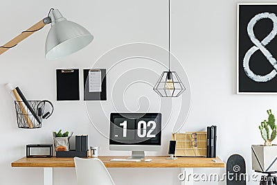 Simple scandinavian study corner Stock Photo