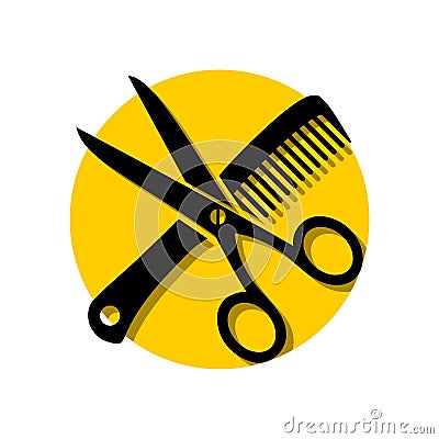 Simple Scissors comb hair salon logo illustration Vector Illustration