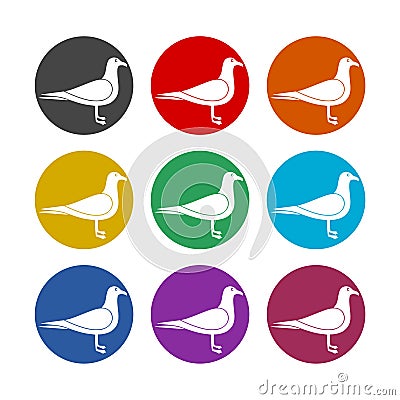 Simple seagull icon, color set Vector Illustration