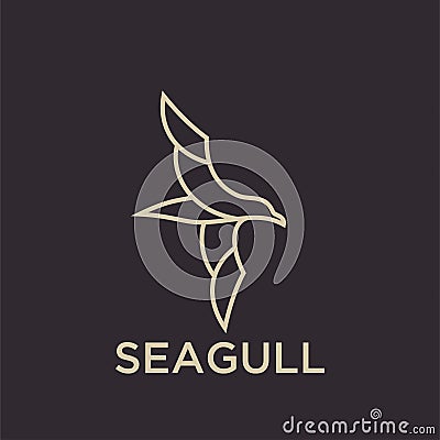 Simple seagull logo black outline line set silhouette logo icon designs vector for logo icon stamp Stock Photo
