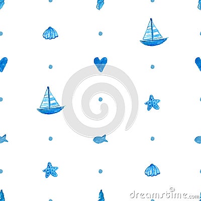 Simple seamless nautical background with hand Vector Illustration