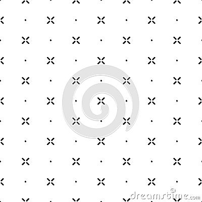 Simple seamless pattern. Abstract geometric backdrop. Black cross hatch on white background. Repeated geometry texture. Repeating Vector Illustration