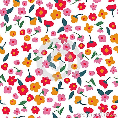 simple seamless pattern, colorful small flower fashion textile or wallpaper background, vector illustration Vector Illustration