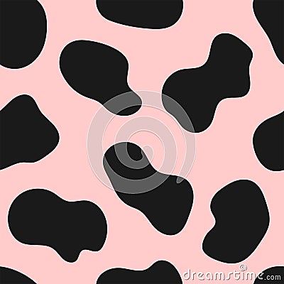 Simple seamless pattern with cow spots. Cute girly print. Vector Illustration